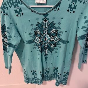 Teal Patterned Women's Sweater